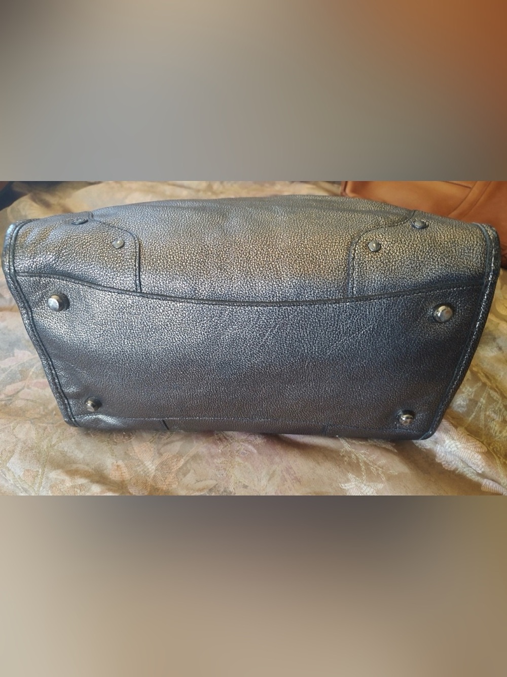 Coach Metallic Pewter Pebbled Leather Rhyder Classic - Picture 3 of 5